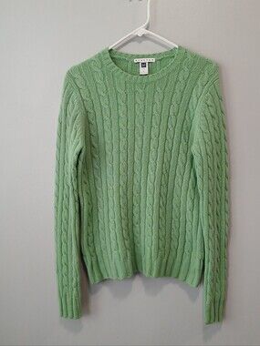 Vintage Gap Wool Green Cable knit Crewneck Fishermen Sweater Womens Large